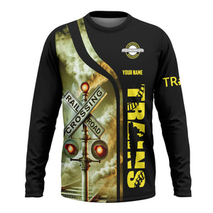 Railspirit Custom Name Clinchfield Railroad Long Sleeve Shirt Railroad Crossing Sign Printed Train Shirt