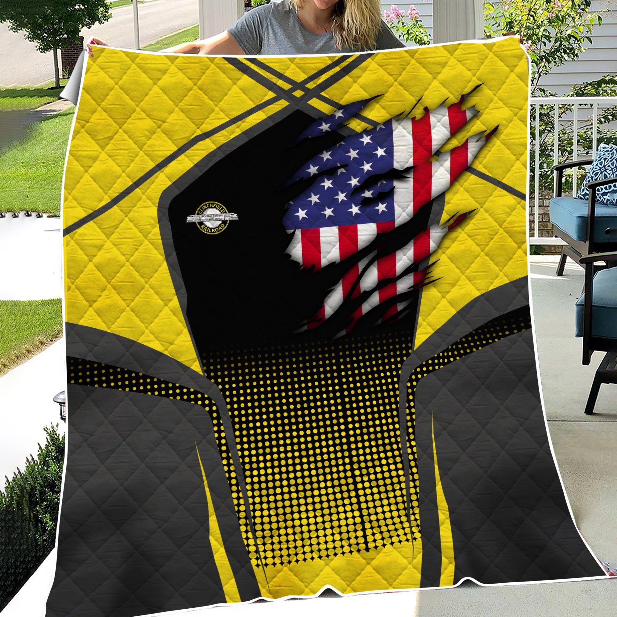 Railspirit Personalized Clinchfield Railroad Premium Quilts American Vintage All Over Printed Premium Quilts