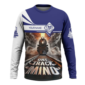 Railspirit Personalized B&O Great States Railroad Long Sleeve Shirt One Track Mind Train Printed Shirt