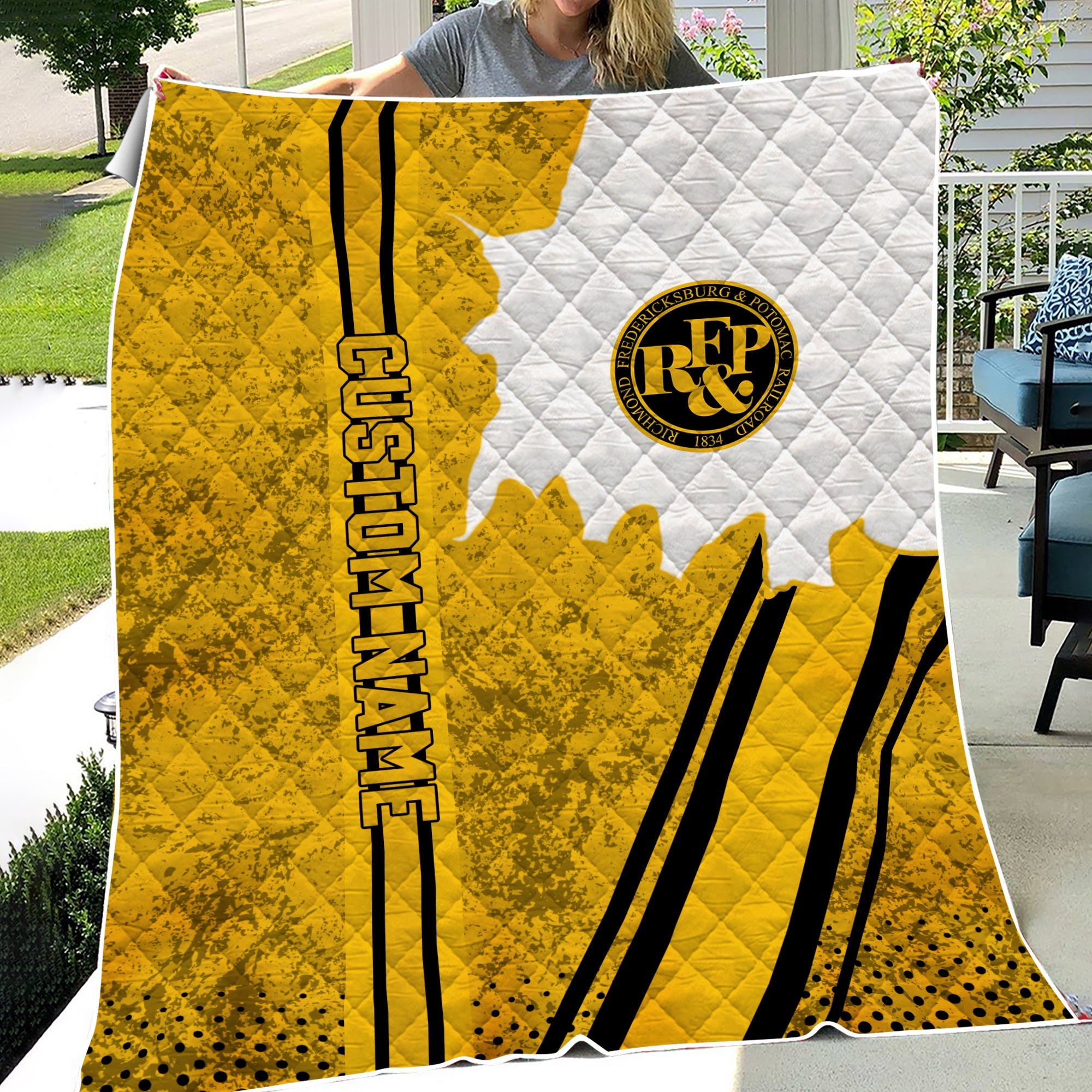 Railspirit Personalized Richmond, Fredericksburg And Potomac Railroad Premium Quilts Vintage All Over Printed Premium Quilts