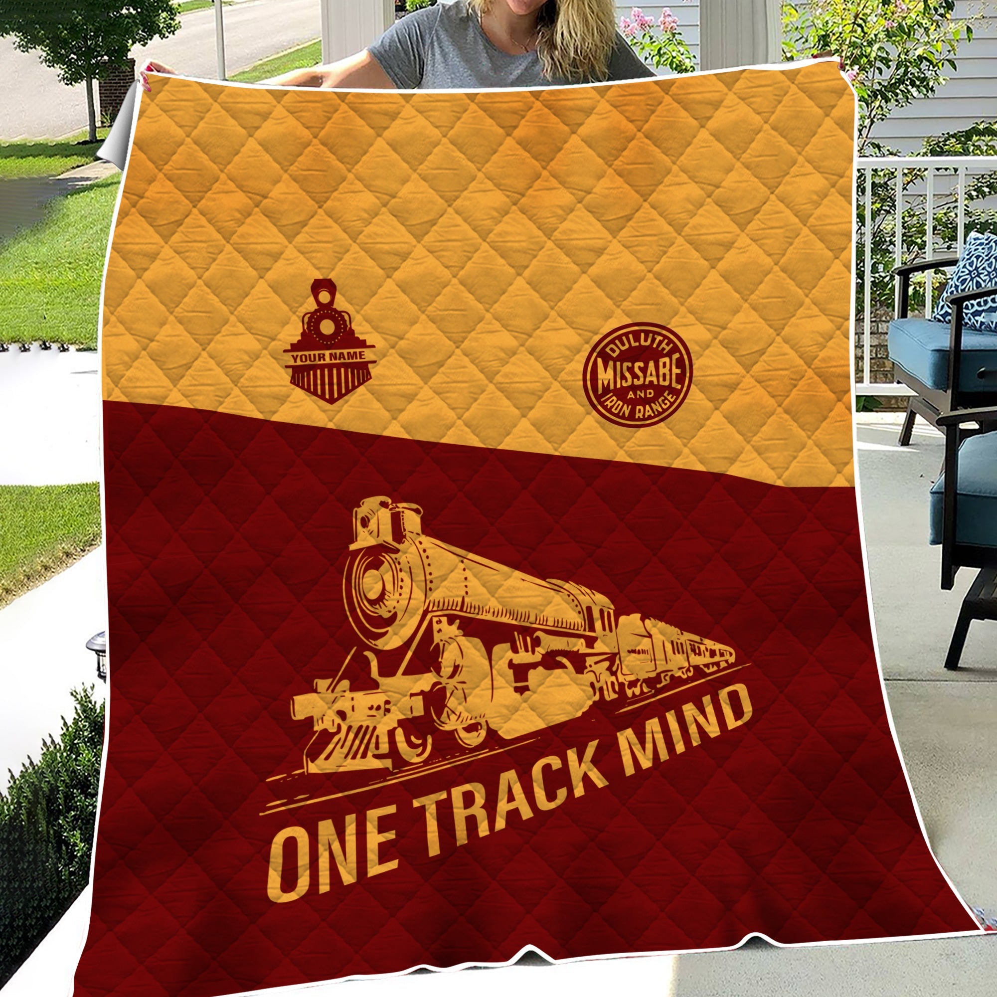 Railspirit Personalized Duluth, Missabe, & Iron Range Railroad Premium Quilt One Track Mind Train Premium Quilt Gift Idea For Train Lover