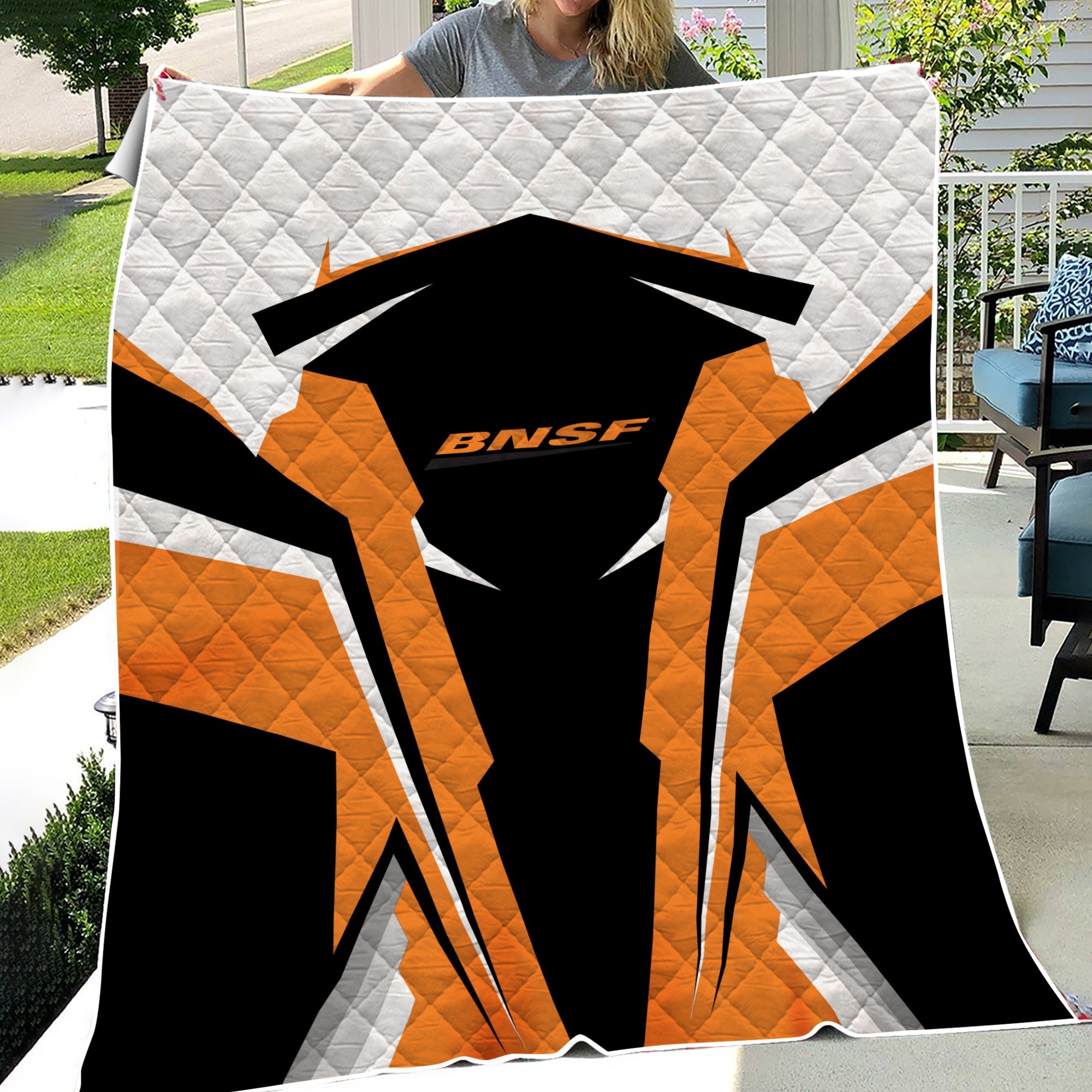 Railspirit Personalized BNSF Railway Premium Quilts Strong Line Train Premium Quilts Gift Idea For Train Lover