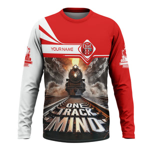 Railspirit Personalized The Chief Santa Fe Railroad Long Sleeve Shirt One Track Mind Train Printed Shirt