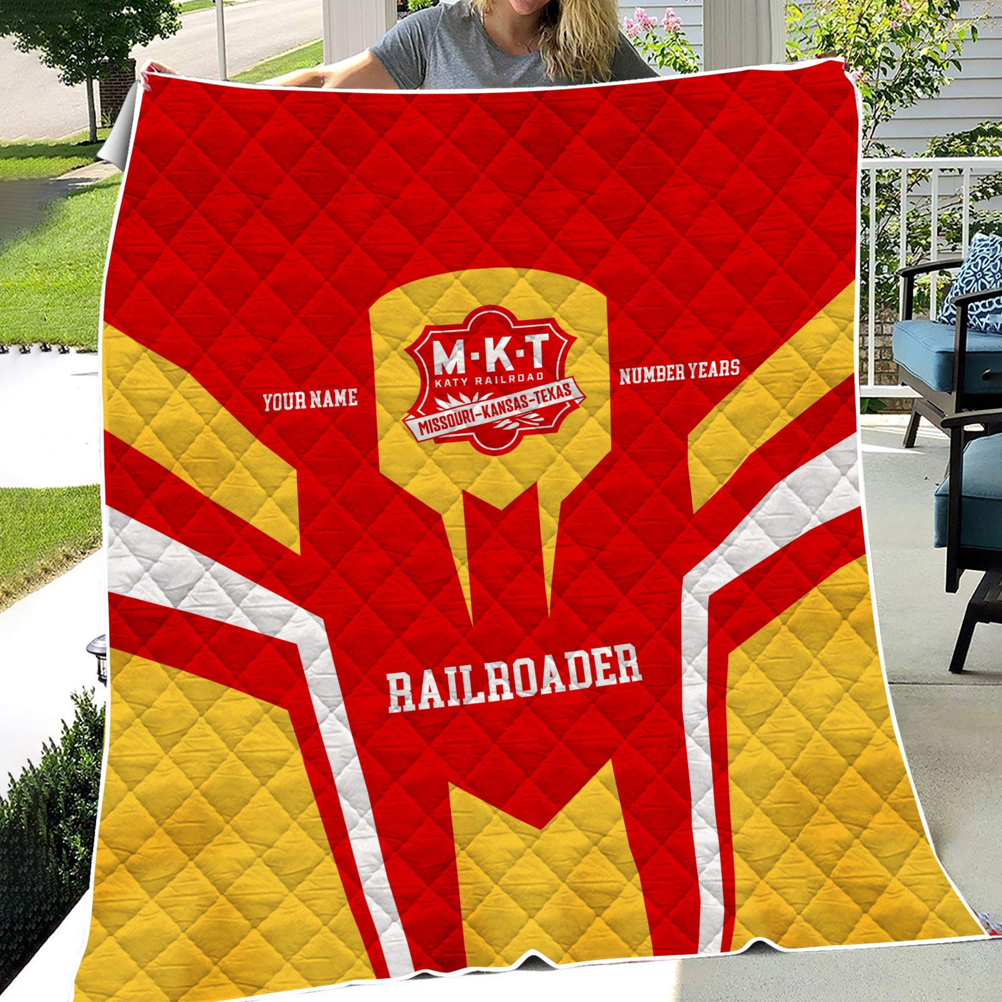 Railspirit Personalized Katy Railroad Premium Quilts Custom Year Railroader Gift Idea For Train Lover