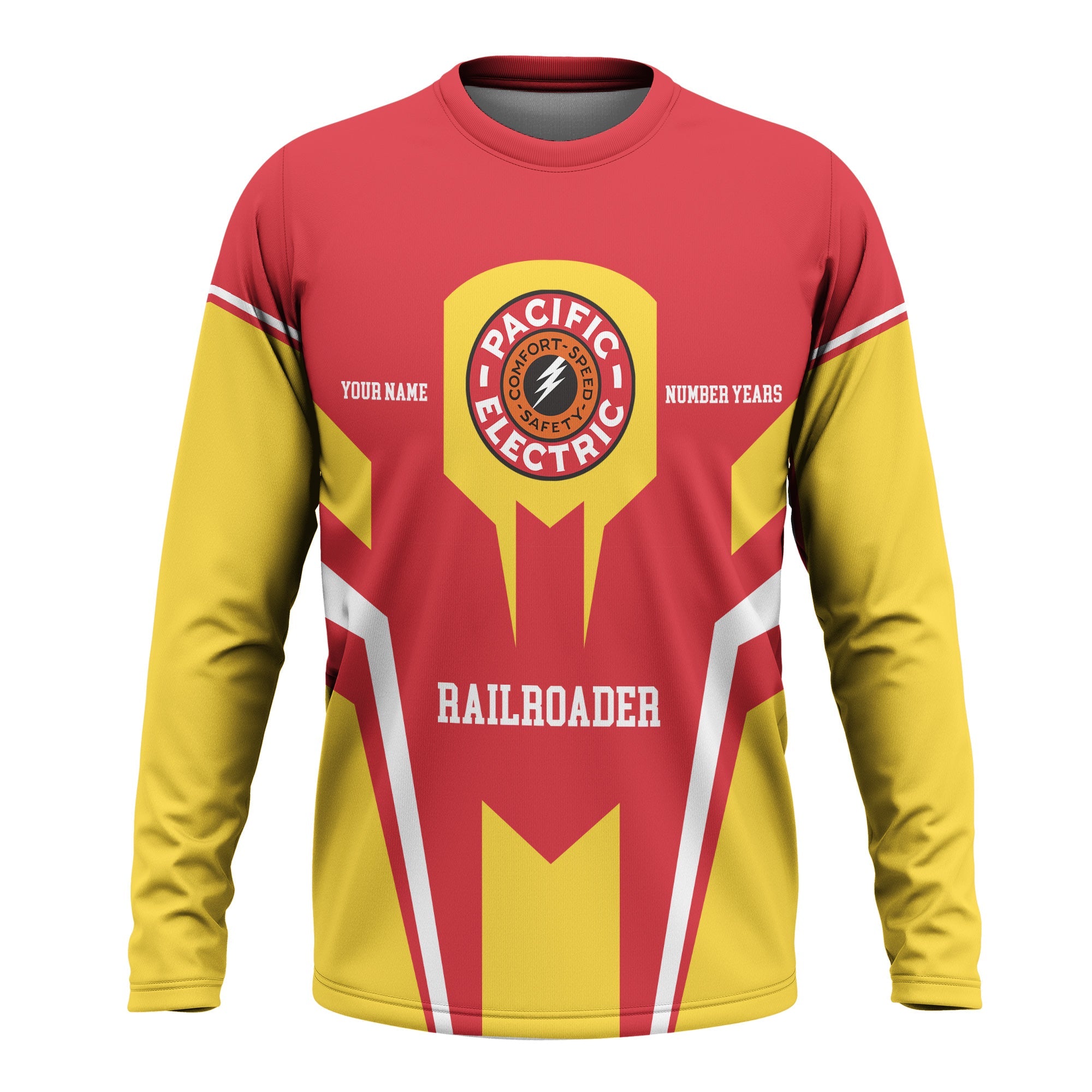 Railspirit Personalized Pacific Electric Railroad Long Sleeve Shirt Custom Year Railroader Shirt Gift Idea For Train Lover