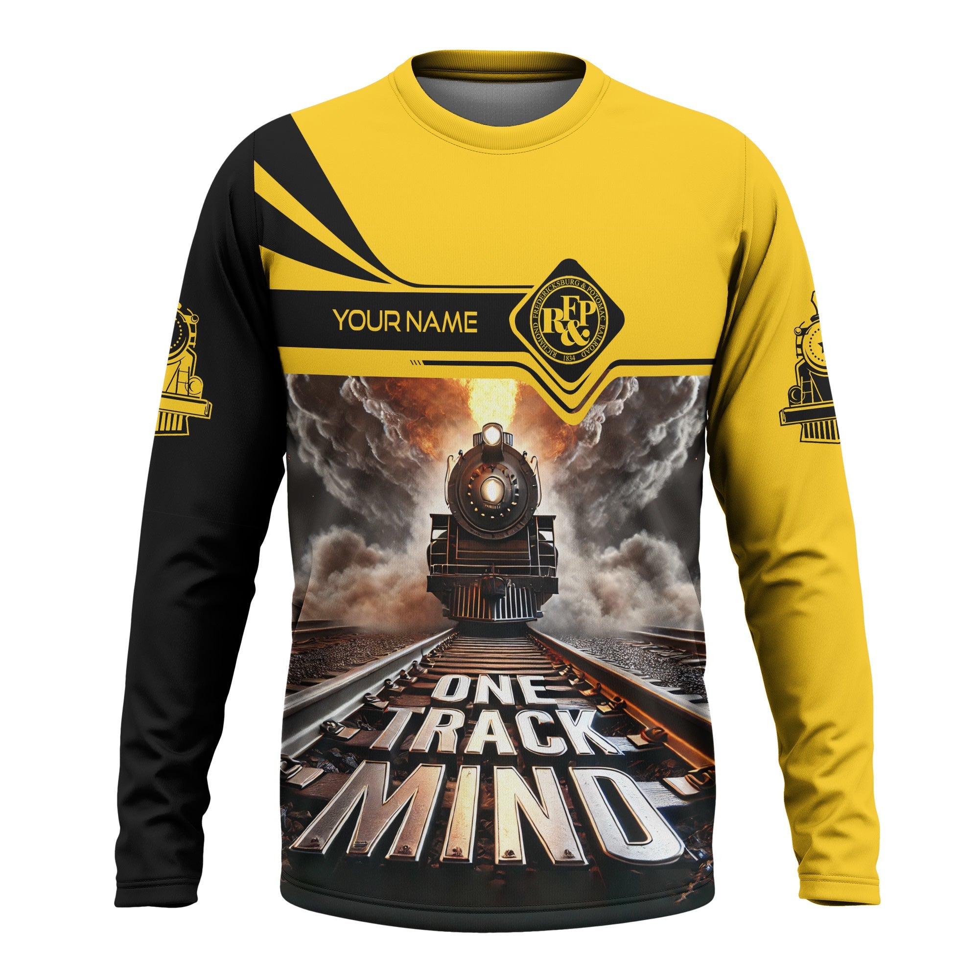 Railspirit Personalized Richmond, Fredericksburg And Potomac Railroad Long Sleeve Shirt One Track Mind Train Printed Shirt