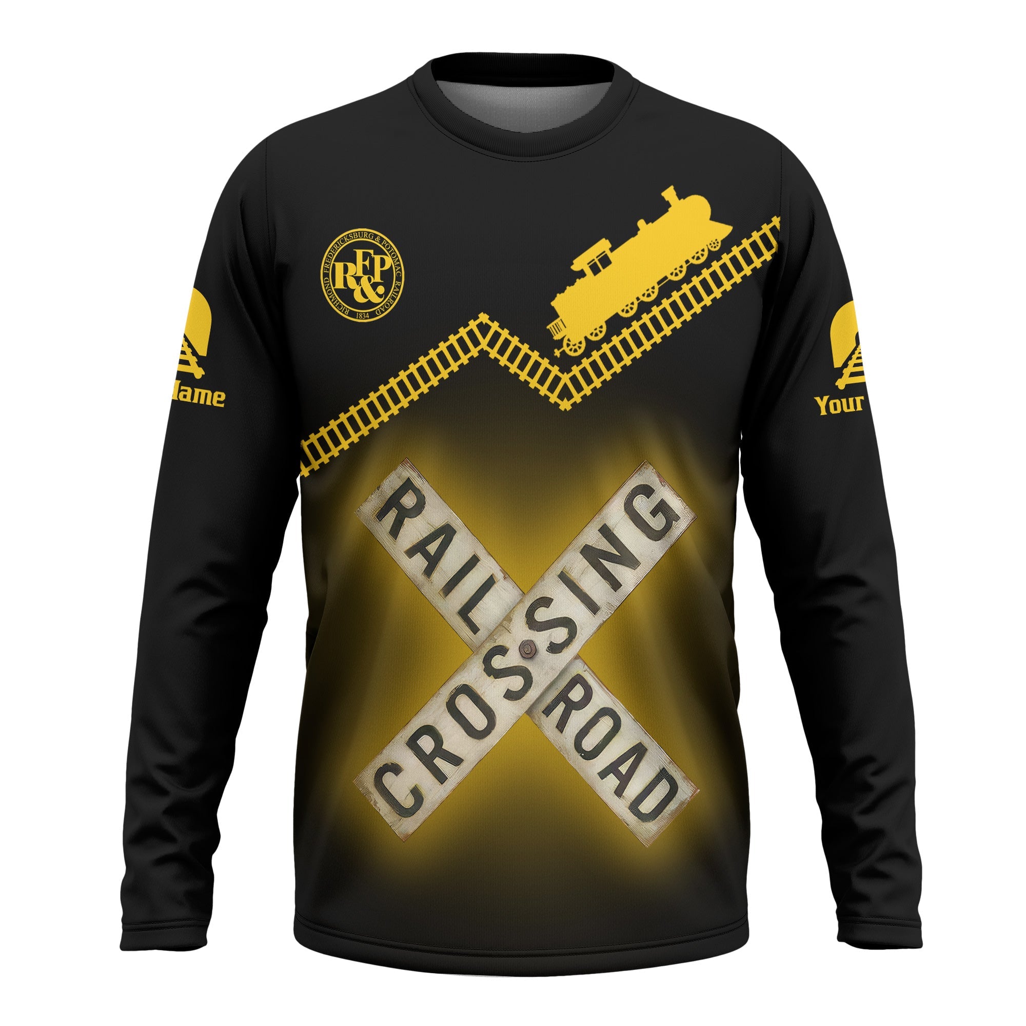 Railspirit Personalized Richmond, Fredericksburg And Potomac Railroad Long Sleeve Shirt Railroad Crossing Printed Train Track Shirt