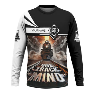 Railspirit Personalized Detroit Toledo And Ironton Railroad Long Sleeve Shirt One Track Mind Train Printed Shirt