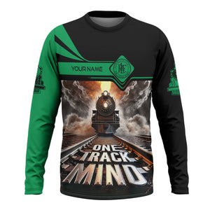 Railspirit Personalized Pittsburgh And Lake Erie Railroad Long Sleeve Shirt One Track Mind Train Printed Shirt