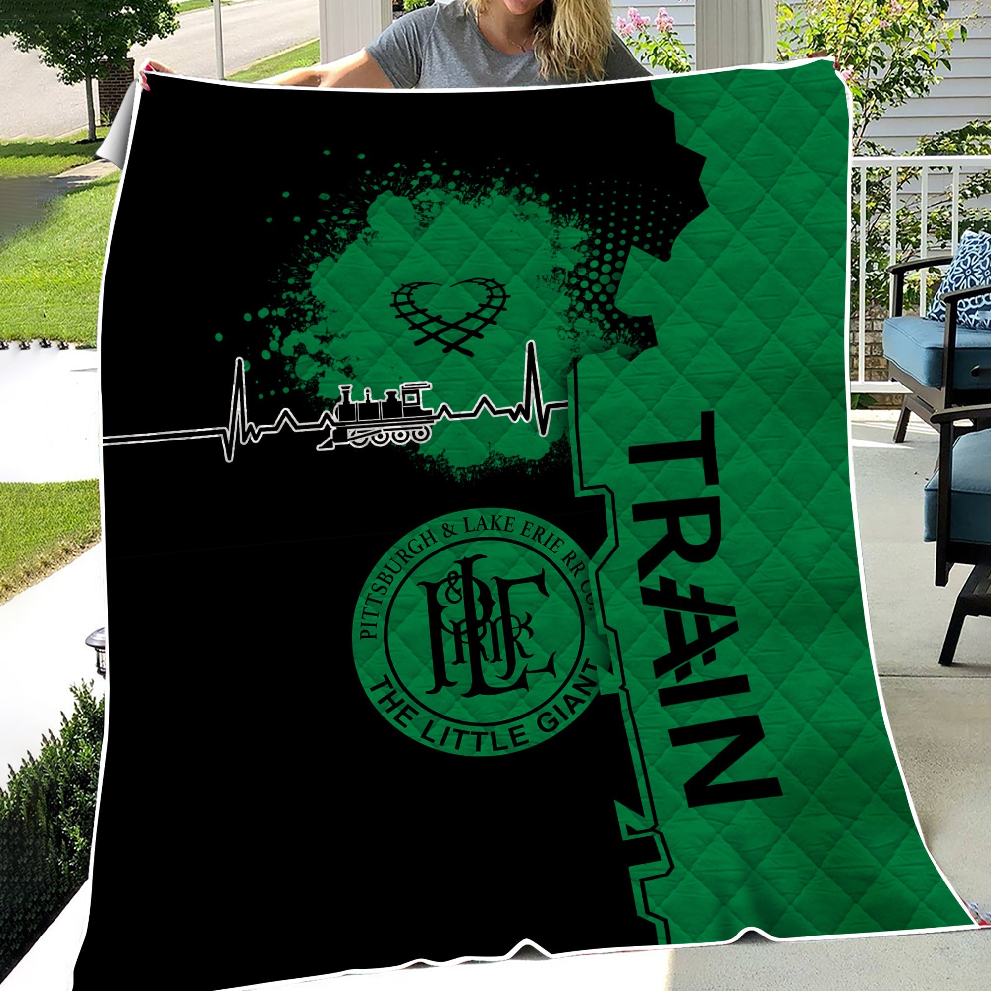 Railspirit Pittsburgh And Lake Erie Railroad Premium Quilts Engine Heartbeat and Track Love Style Quilts Gift Idea For Train Lovers