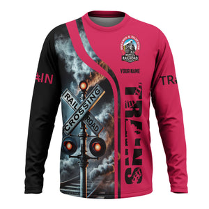 Railspirit Custom Name Durango And Silverton Narrow Gauge Railroad Long Sleeve Shirt Railroad Crossing Sign Printed Train Shirt