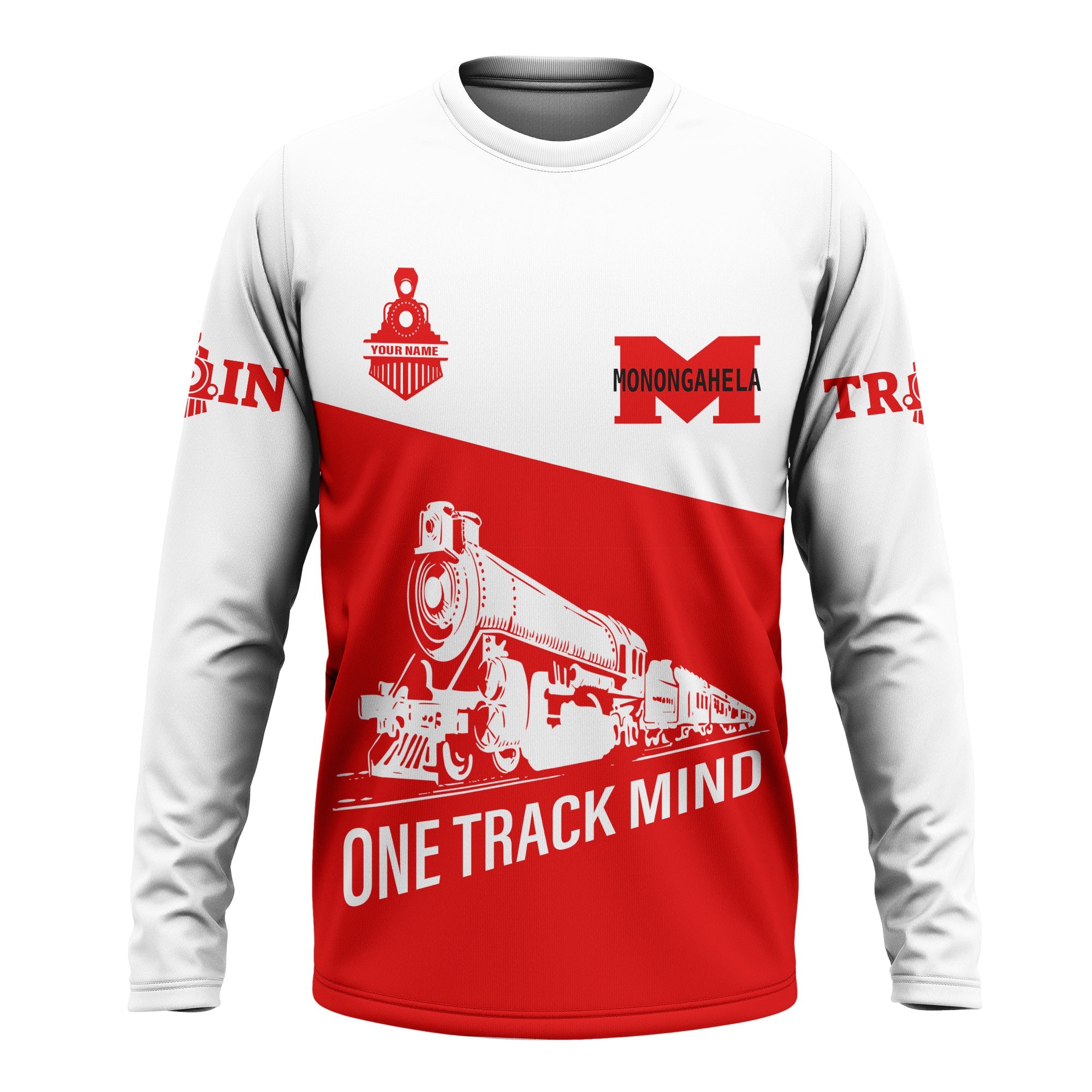 Railspirit Custom Name Monongahela Railroad Long Sleeve Shirt One Track Mind Printed Shirt
