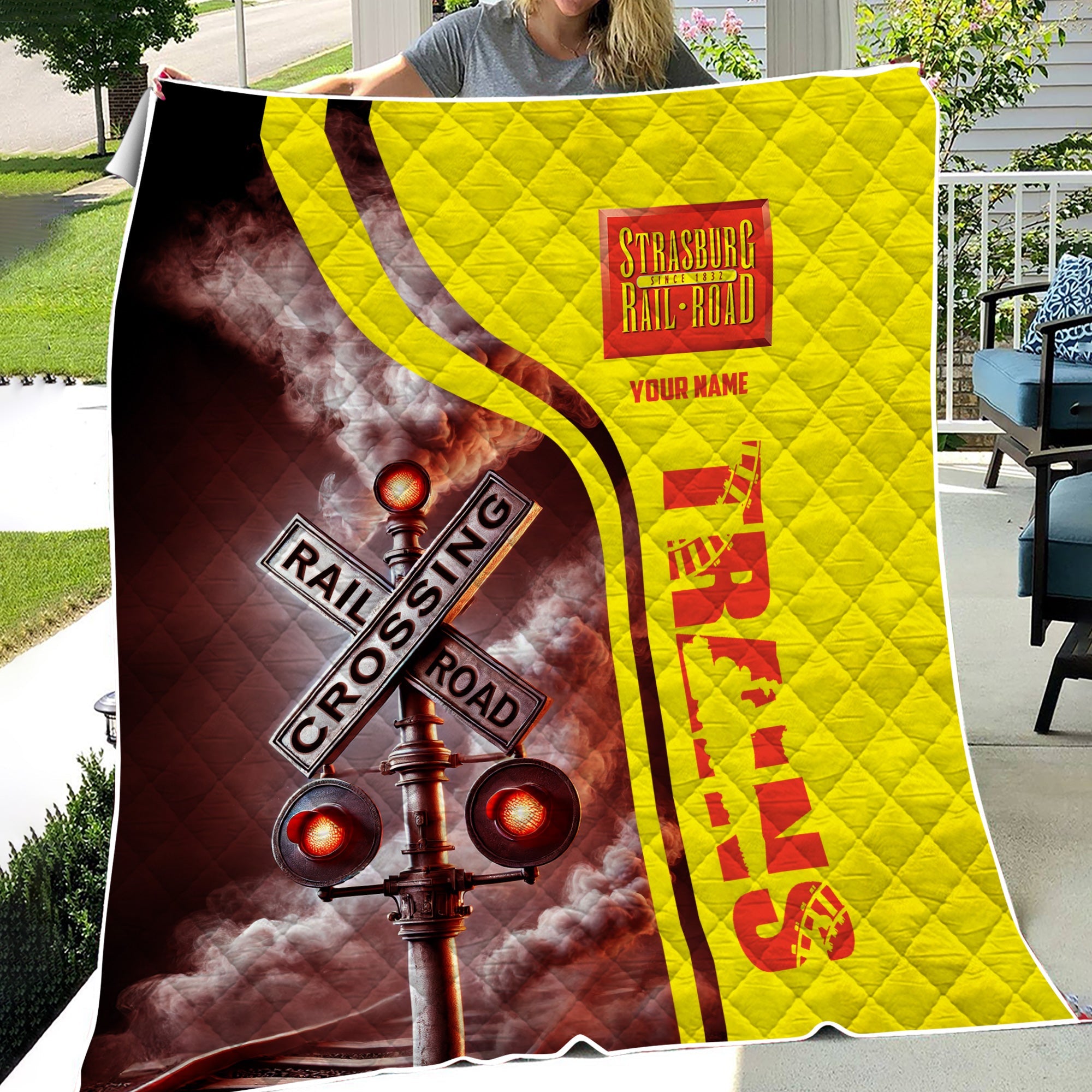 Railspirit Personalized Strasburg Railroad Premium Quilts Railroad Crossing Sign Quilts All Over Print