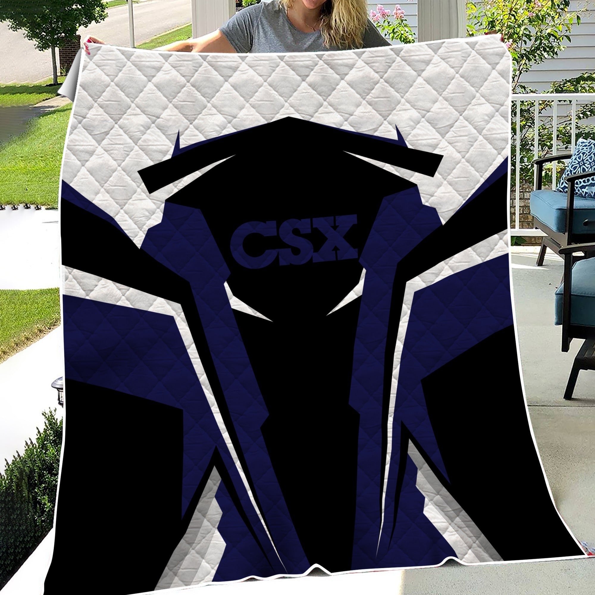 Railspirit Personalized CSX Transportation Railroad Premium Quilts Strong Line Train Premium Quilts Gift Idea For Train Lover