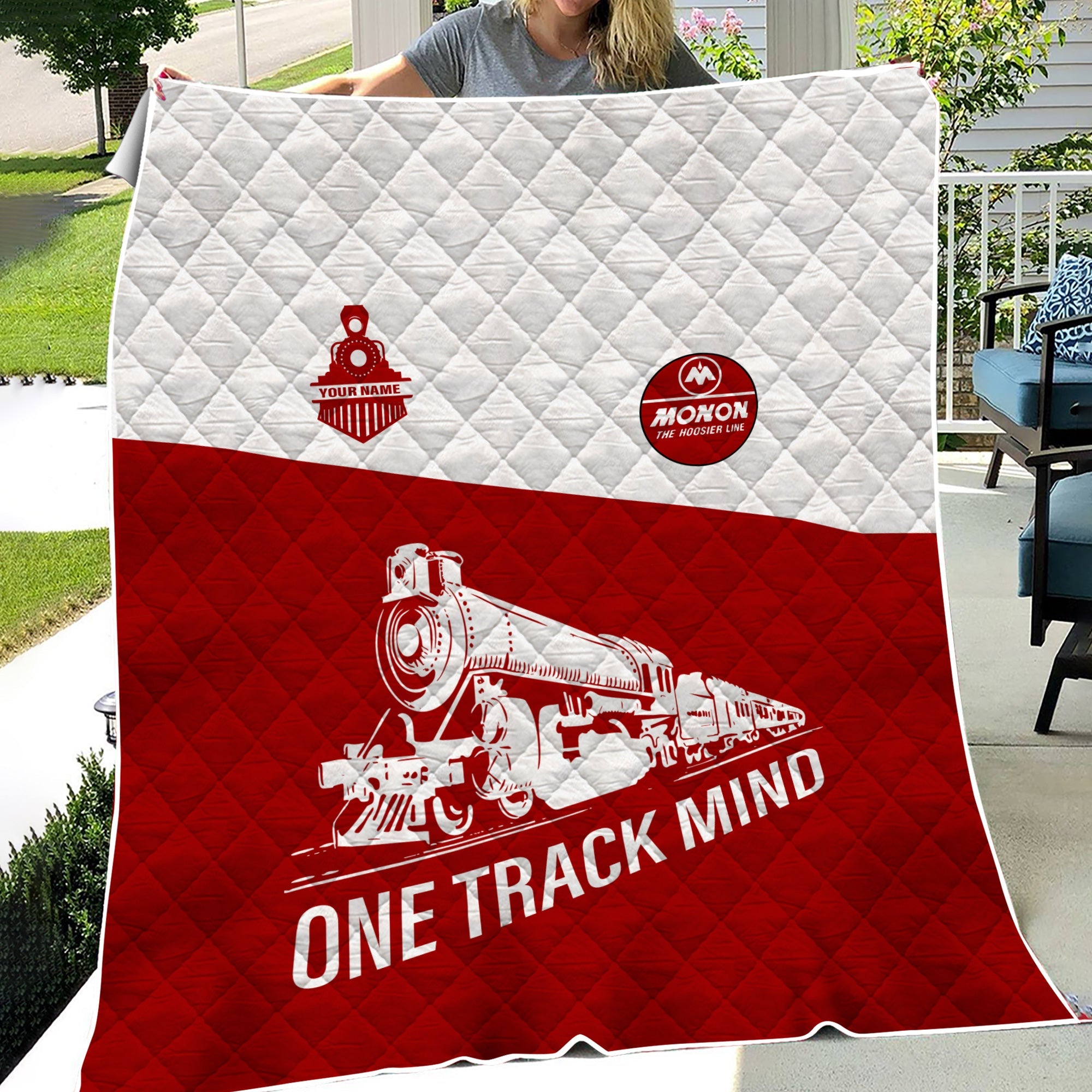 Railspirit Personalized Monon Railroad Premium Quilt One Track Mind Train Premium Quilt Gift Idea For Train Lover