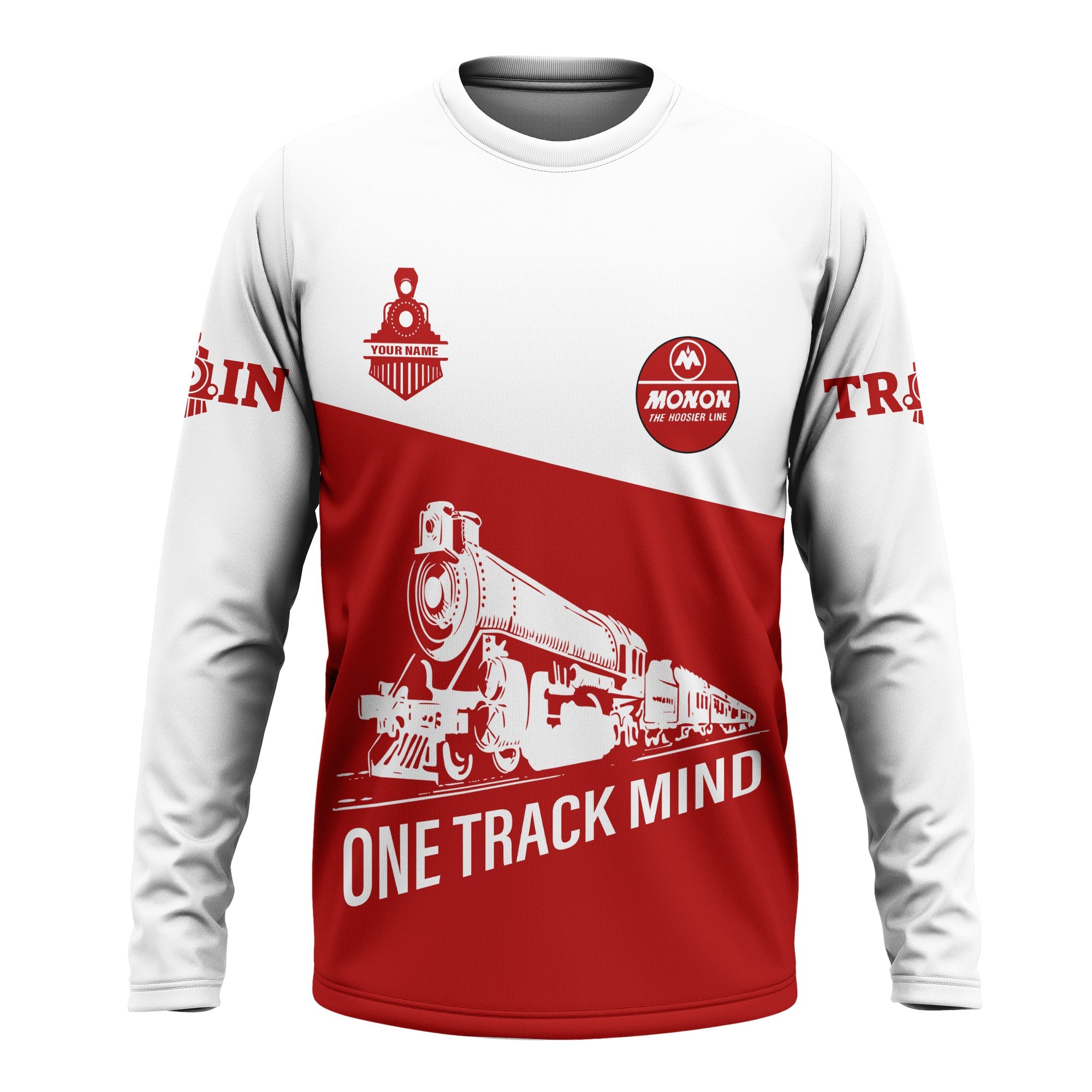 Railspirit Custom Name Monon Railroad Long Sleeve Shirt One Track Mind Printed Shirt