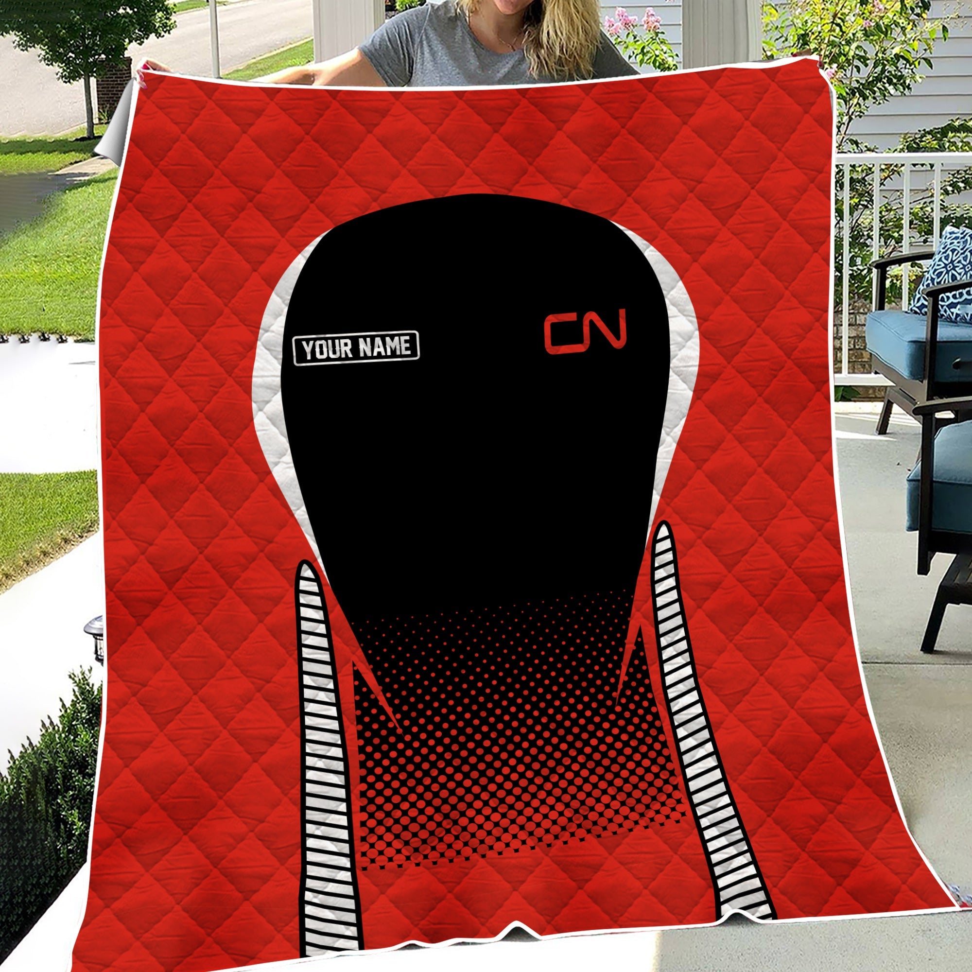 Railspirit Personalized Canadian National Railroad Premium Quilts Train Premium Quilts Gift Idea For Train Lover