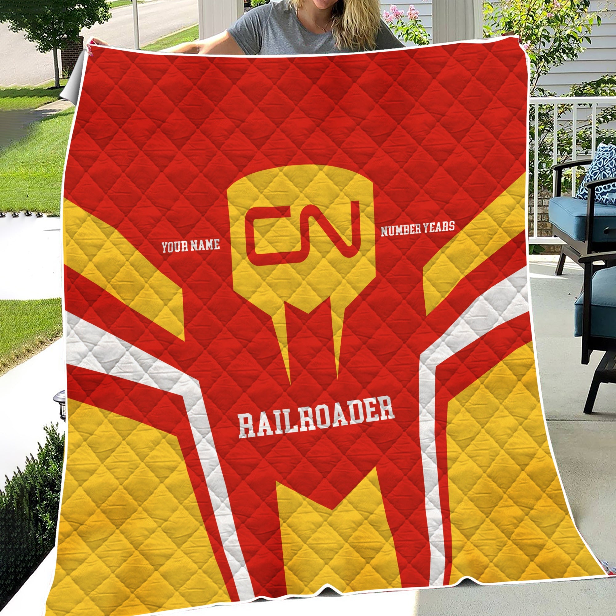 Railspirit Personalized Canadian National Railroad Premium Quilts Custom Year Railroader Gift Idea For Train Lover