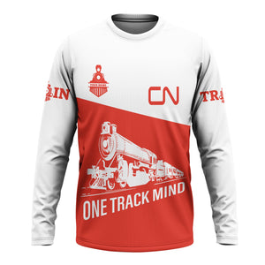 Railspirit Custom Name Canadian National Railroad Long Sleeve Shirt One Track Mind Printed Shirt