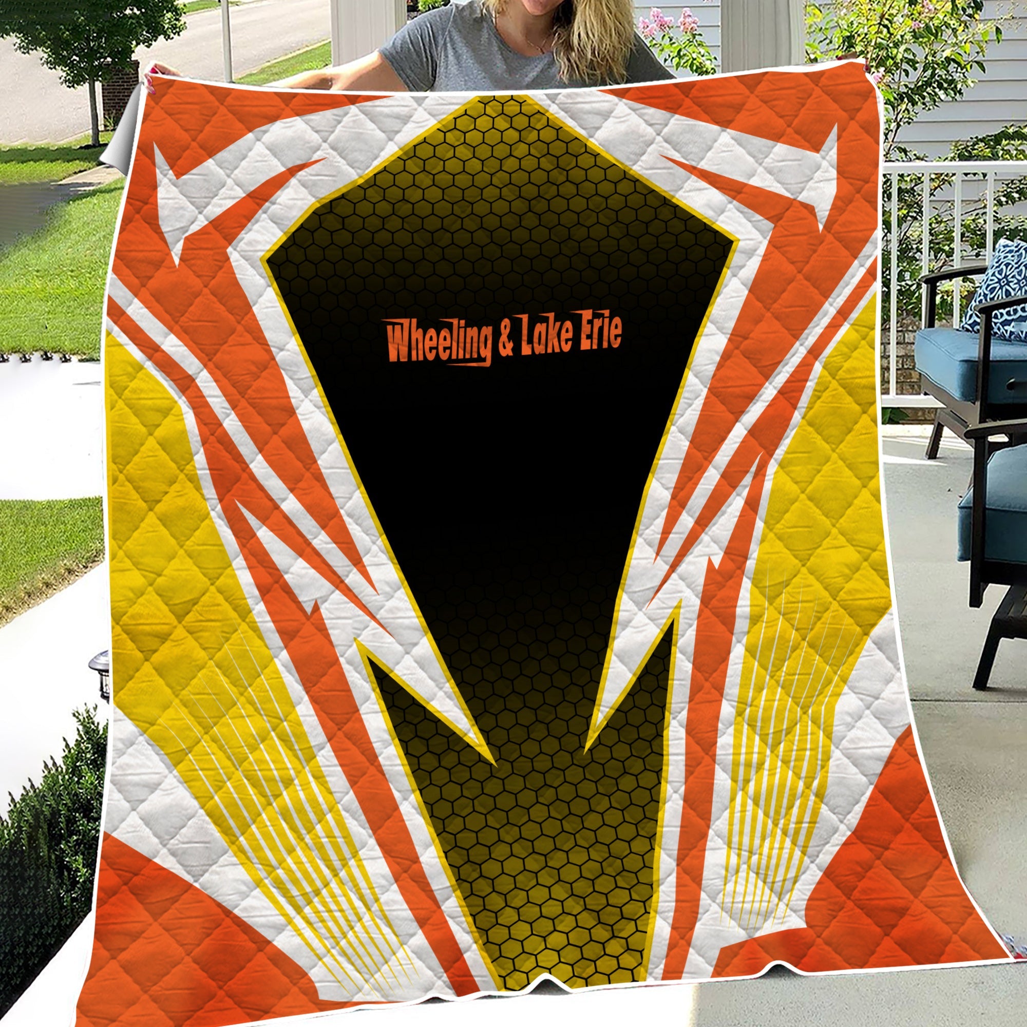 Railspirit Wheeling And Lake Erie Railroad Premium Quilts Lightning Graphic Style Premium Quilts Gift Idea For Train Lover