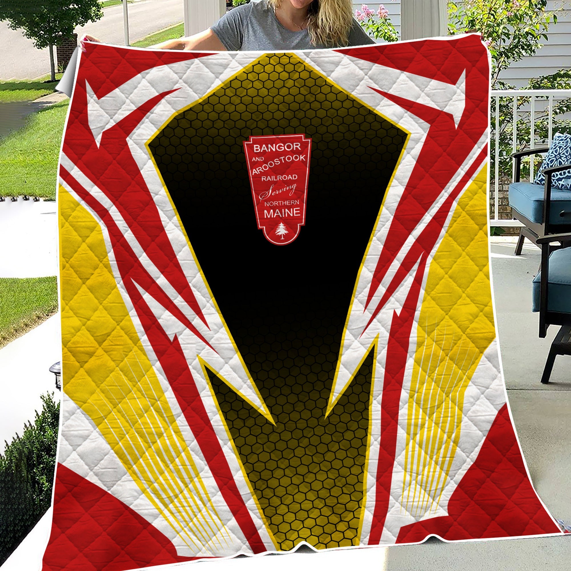 Railspirit Bangor And Aroostook Railroad Premium Quilts Lightning Graphic Style Premium Quilts Gift Idea For Train Lover