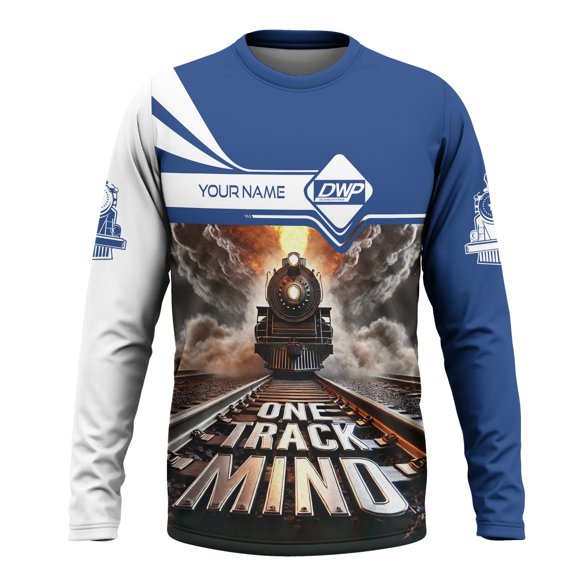 Railspirit Personalized Duluth, Winnipeg and Pacific Railway Long Sleeve Shirt One Track Mind Train Printed Shirt