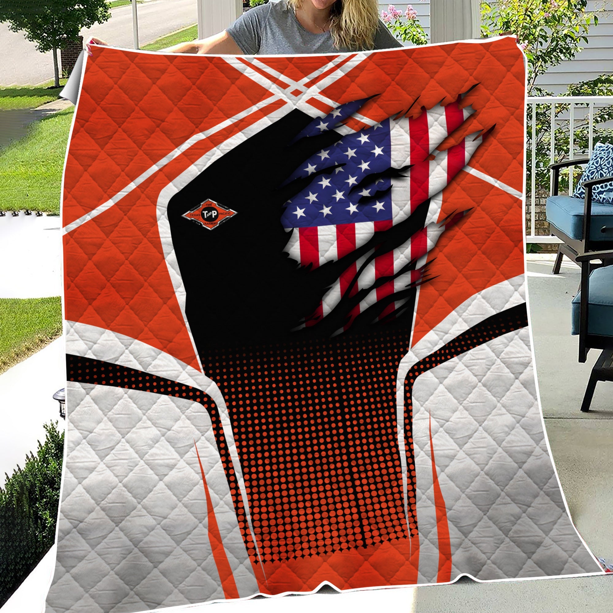 Railspirit Personalized Texas and Pacific Railway Premium Quilts American Vintage All Over Printed Premium Quilts