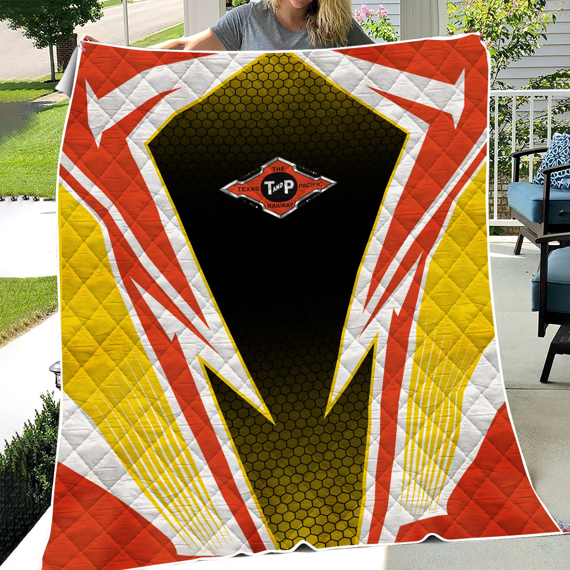 Railspirit Texas and Pacific Railway Premium Quilts Lightning Graphic Style Premium Quilts Gift Idea For Train Lover