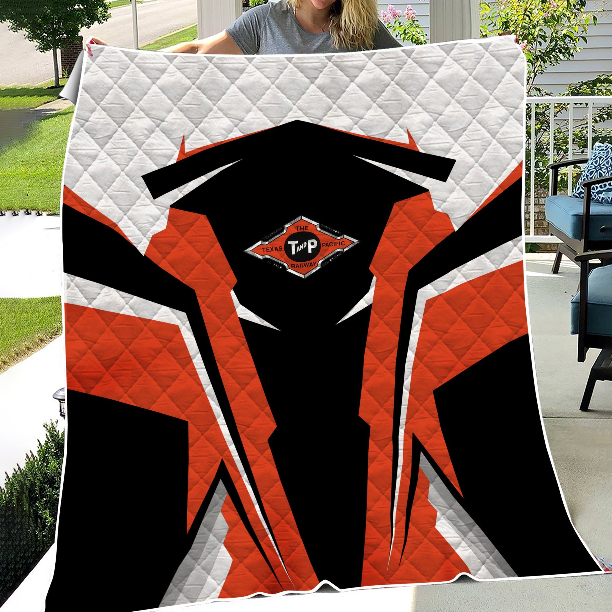 Railspirit Personalized Texas and Pacific Railway Premium Quilts Strong Line Train Premium Quilts Gift Idea For Train Lover