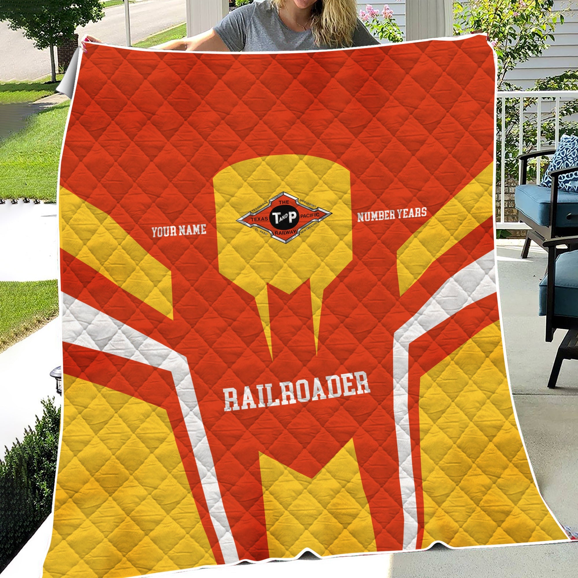 Railspirit Personalized Texas and Pacific Railway Premium Quilts Custom Year Railroader Gift Idea For Train Lover