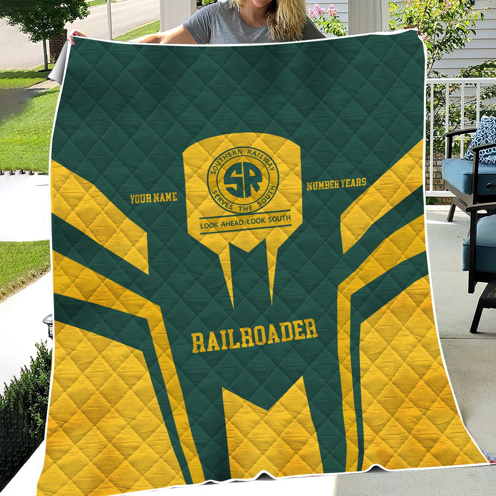 Railspirit Personalized Southern Railway U.S Premium Quilts Custom Year Railroader SOU Gift Idea For Train Lover