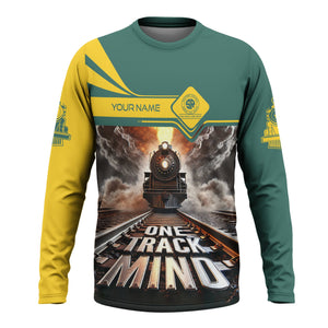 Railspirit Personalized Southern Railway U.S Long Sleeve Shirt One Track Mind SOU Train Printed Shirt