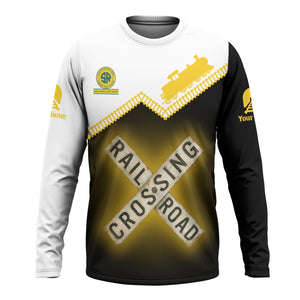 Railspirit Personalized Southern Railway U.S Long Sleeve Shirt Railroad Crossing Printed Train Track Shirt