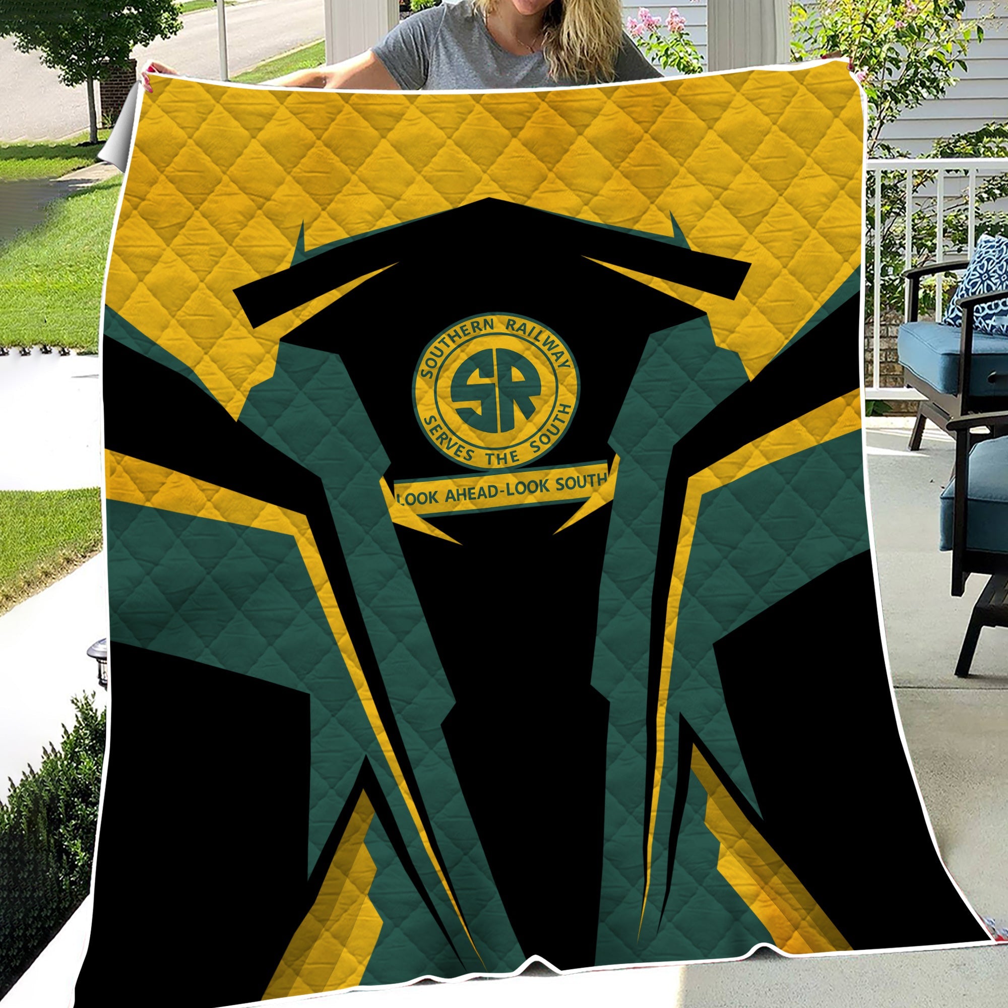 Railspirit Personalized Southern Railway U.S Premium Quilts SOU Strong Line Train Premium Quilts Gift Idea For Train Lover