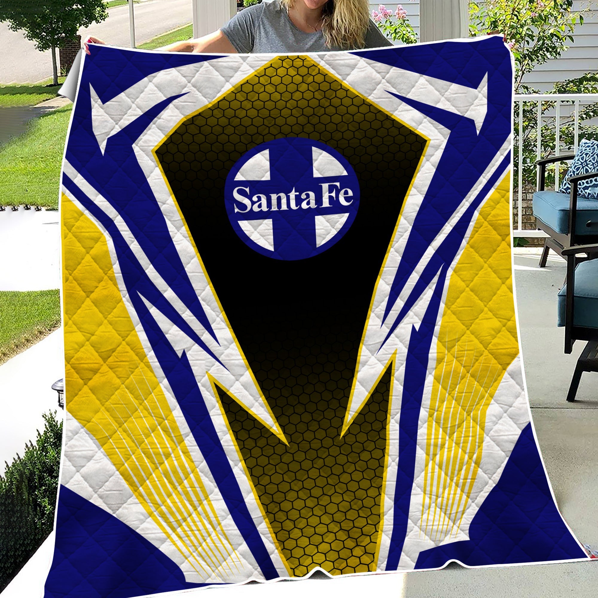 Railspirit Santa Fe Railway Premium Quilts Lightning Graphic Style Atchison, Topeka and Santa Fe Railway Premium Quilts Gift Idea For Train Lover