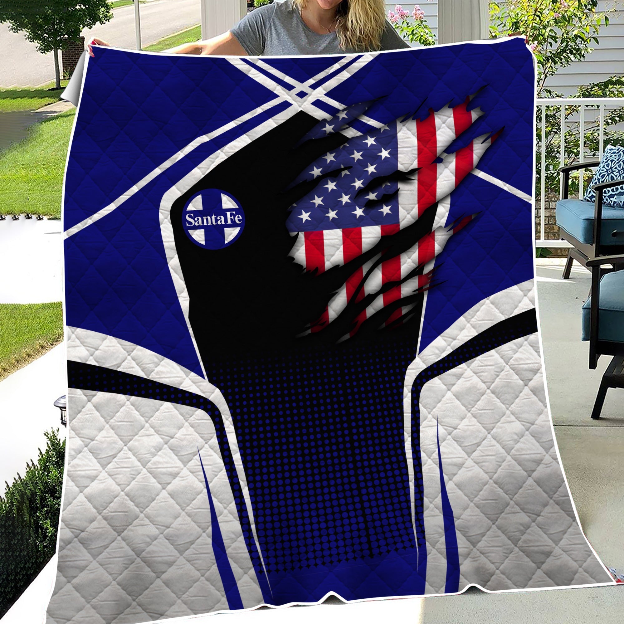 Railspirit Personalized Santa Fe Railway Premium Quilts American Vintage Atchison, Topeka and Santa Fe Railway All Over Printed Premium Quilts