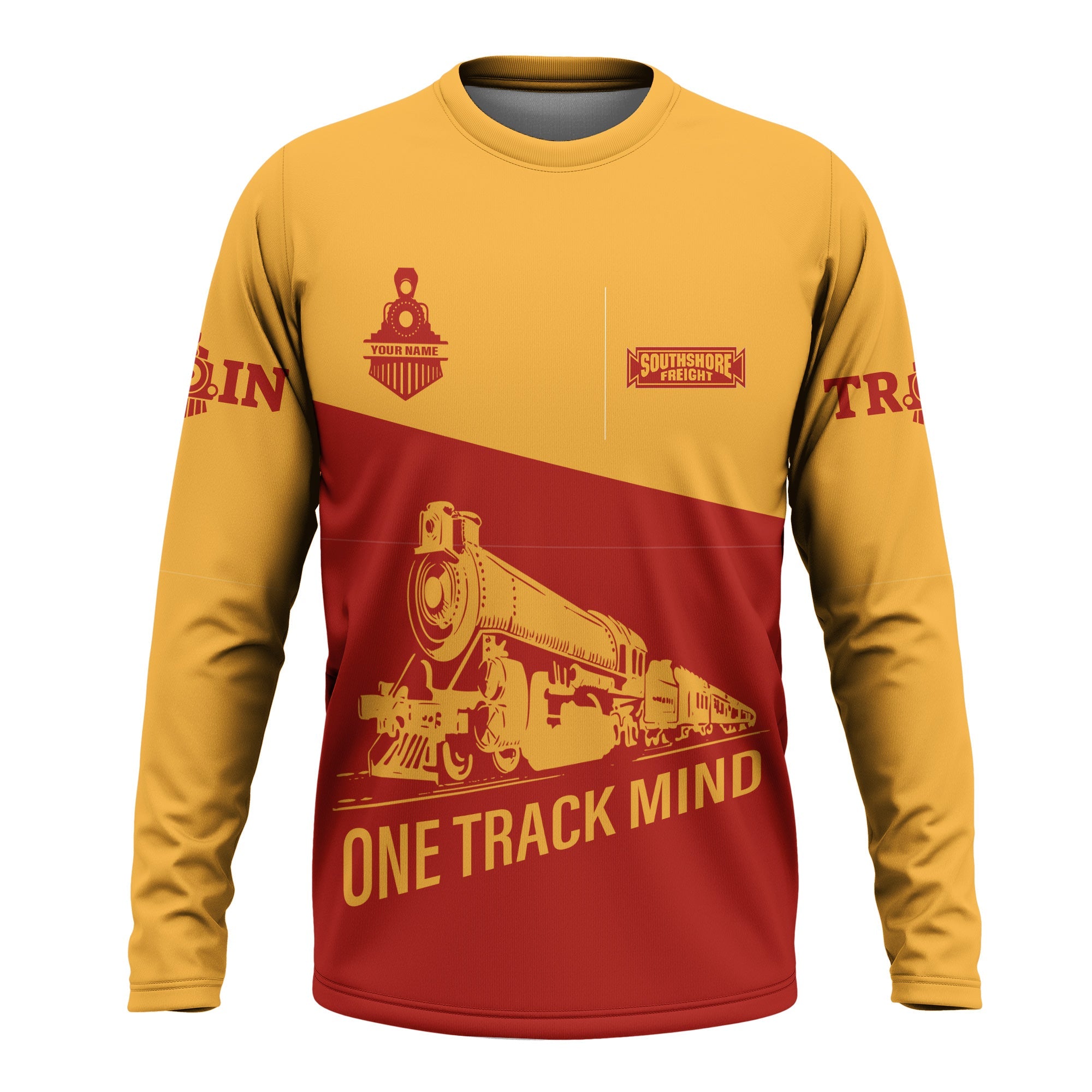 Railspirit Custom Name Chicago South Shore and South Bend Railroad Long Sleeve Shirt One Track Mind Printed Shirt