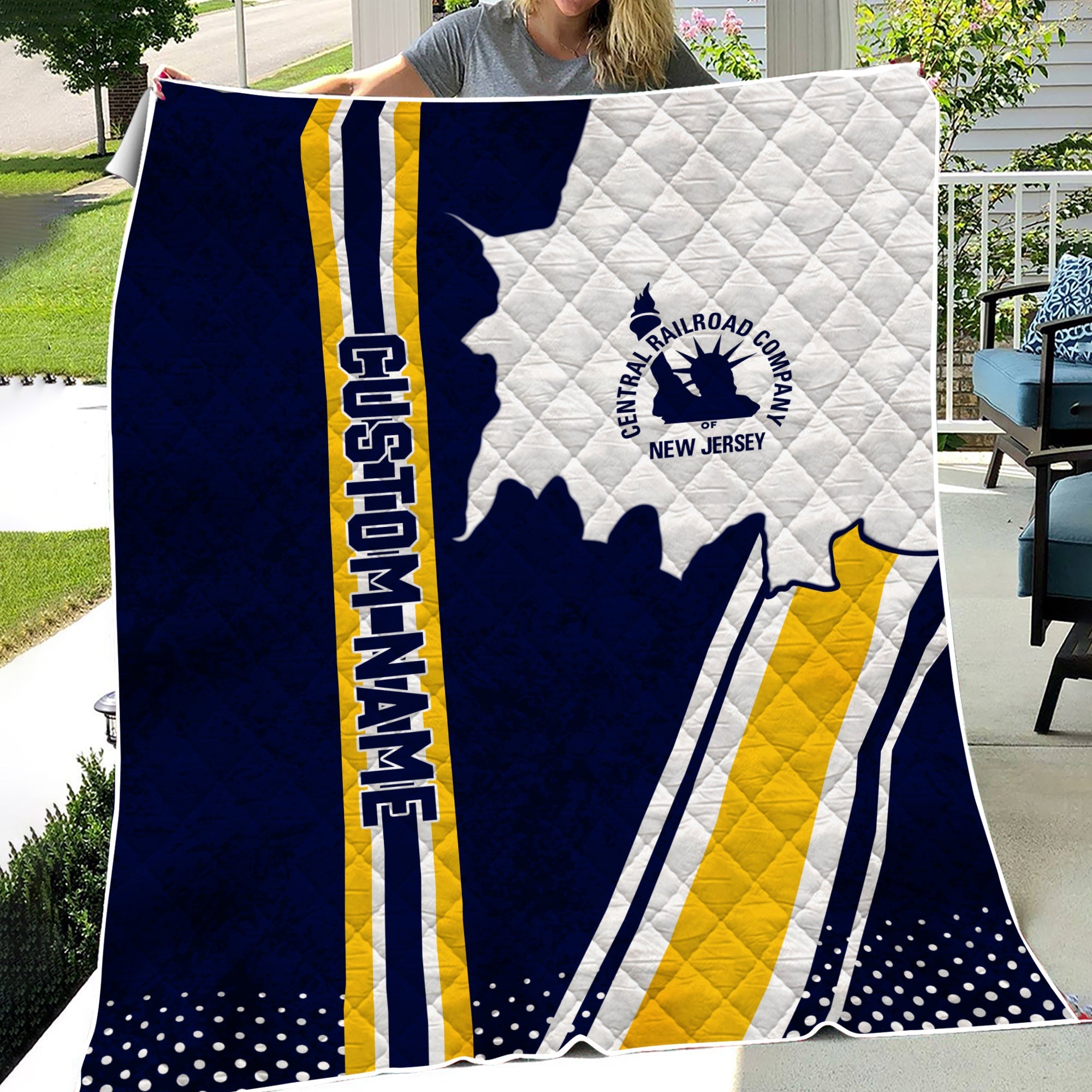 Railspirit Personalized CNJ Jersey Central Railroad Premium Quilts Vintage All Over Printed Premium Quilts