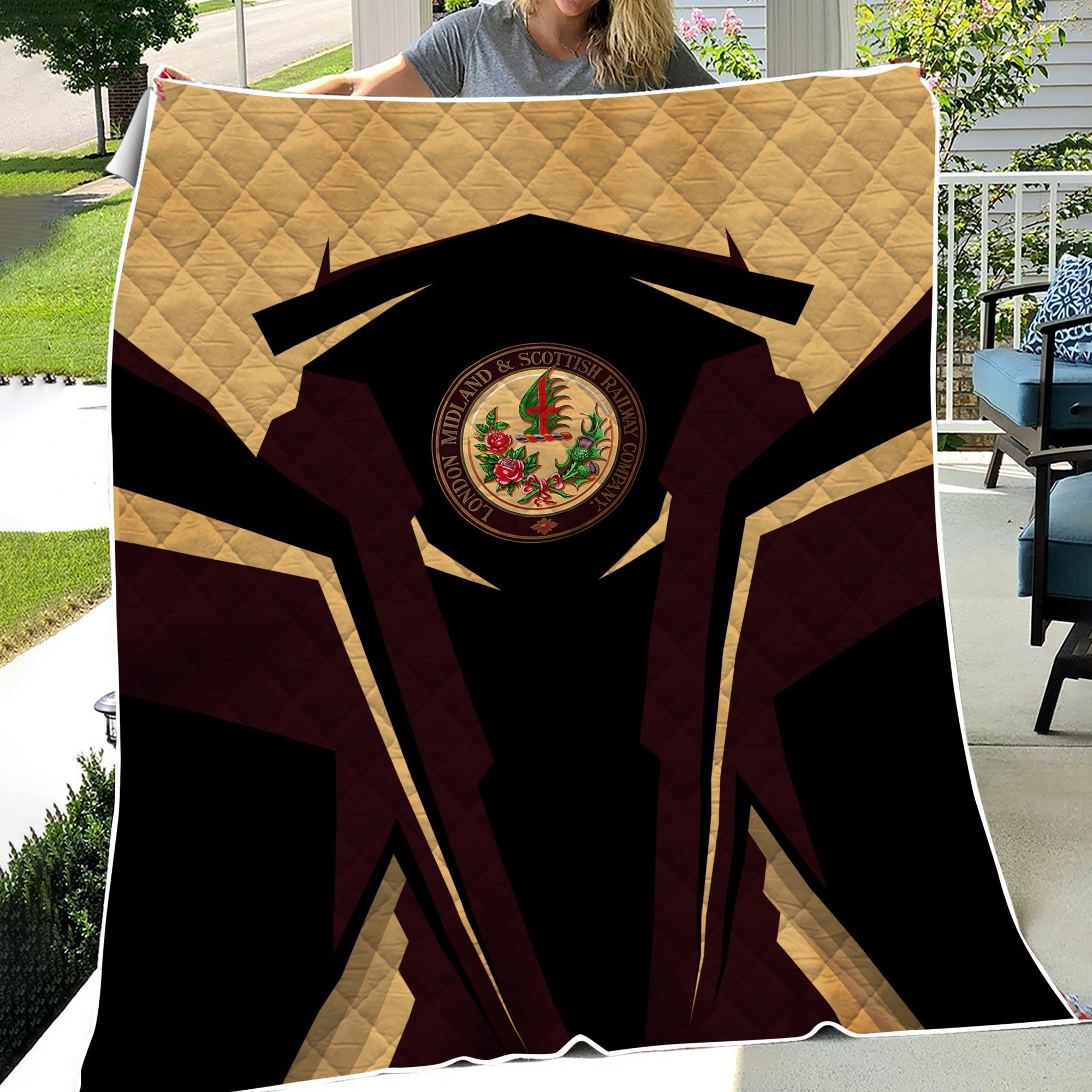 Railspirit Personalized London, Midland and Scottish Railway Premium Quilts Strong Line Train Premium Quilts Gift Idea For Train Lover