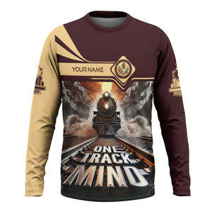 Railspirit Personalized London, Midland and Scottish Railway Long Sleeve Shirt One Track Mind Train Printed Shirt