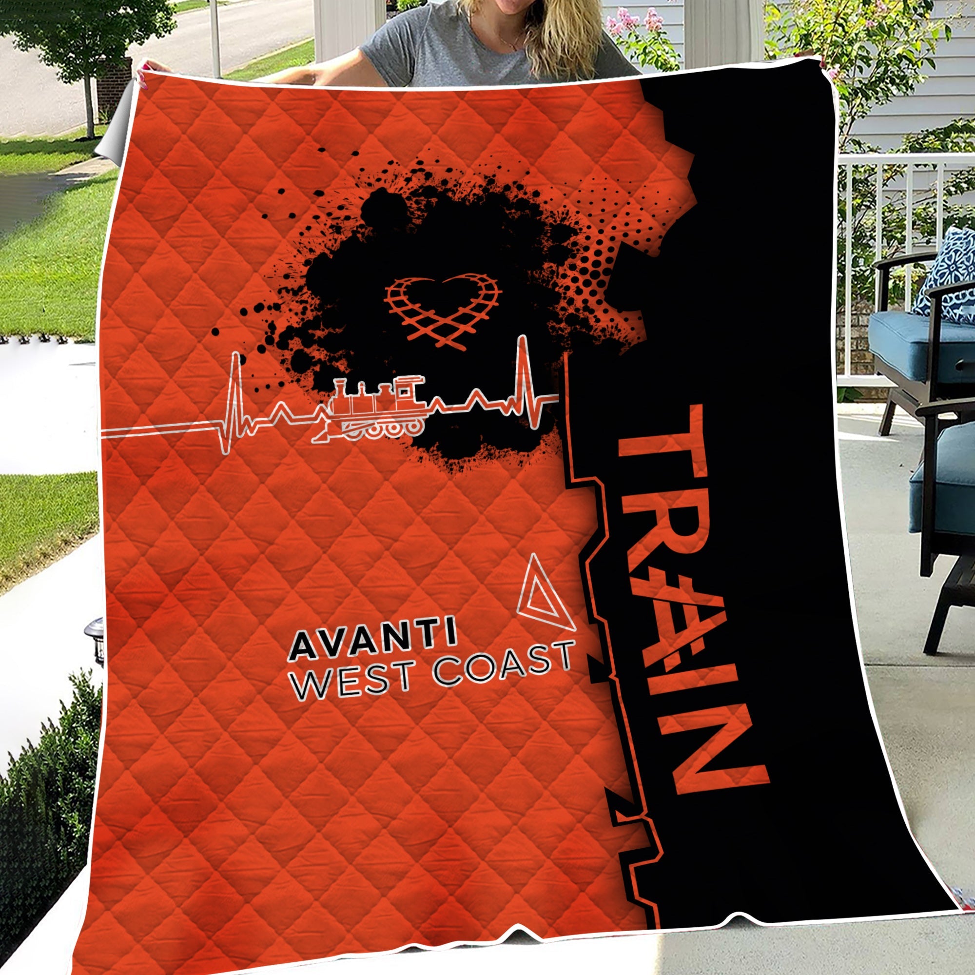 Railspirit Avanti West Coast Premium Quilts Engine Heartbeat and Track Love Style Quilts Gift Idea For Train Lovers