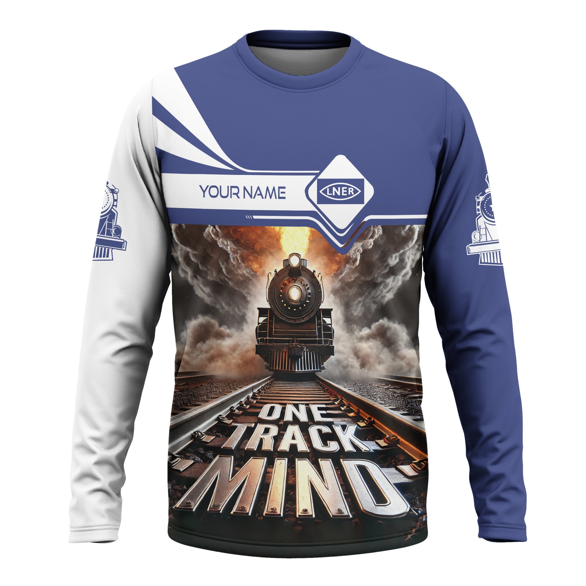 Railspirit Personalized London and North Eastern Railway Long Sleeve Shirt One Track Mind Train Printed Shirt