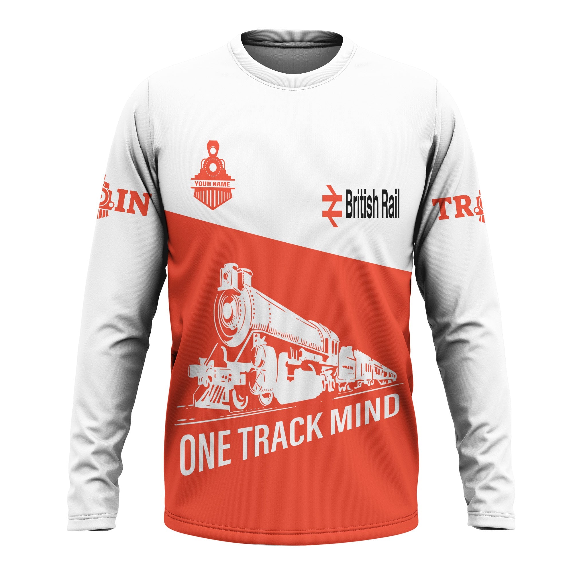 Railspirit Custom Name Bristish Railway Long Sleeve Shirt One Track Mind Printed Shirt