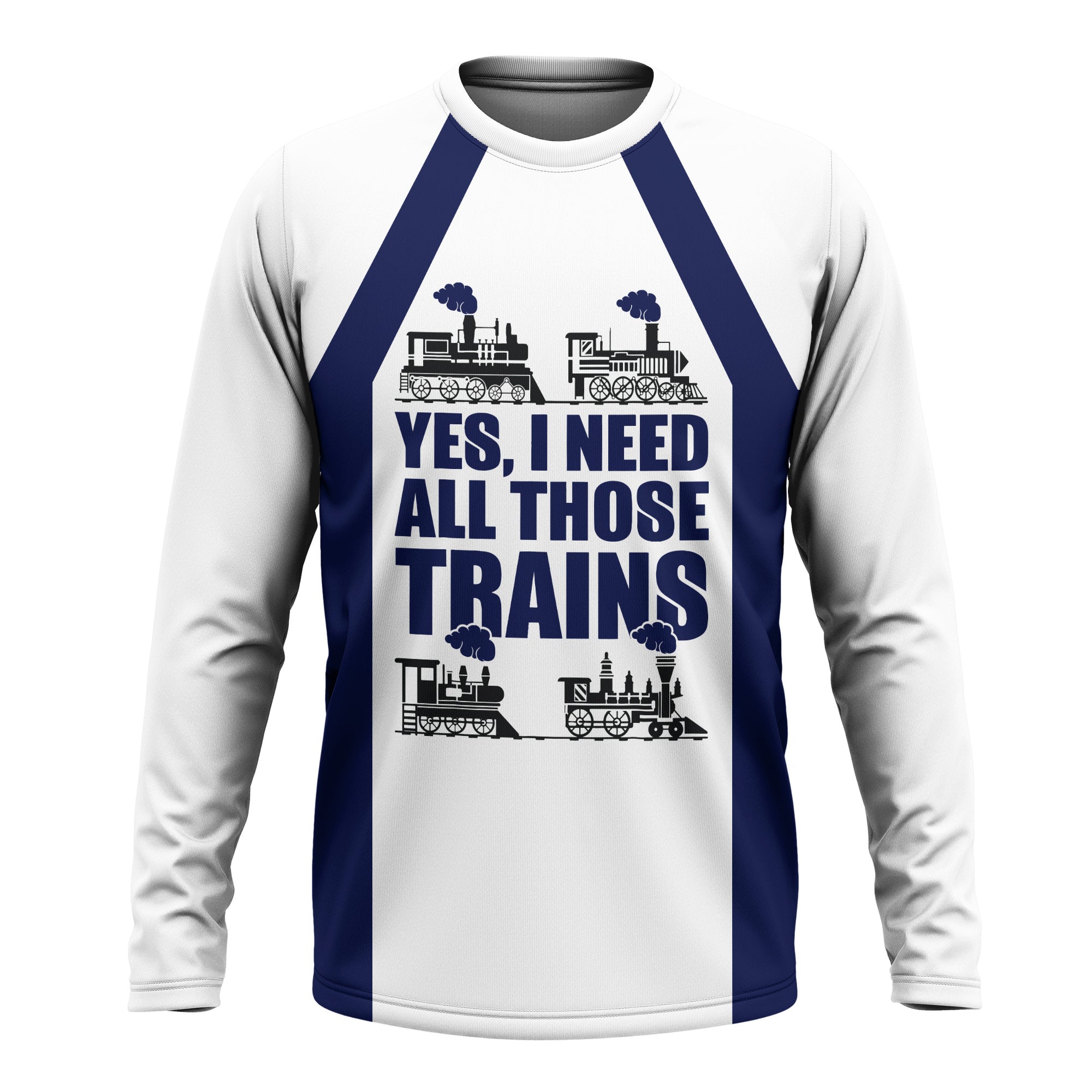 Railspirit Custom Name Jersey Central Railroad Long Sleeve Shirt Yes I Need All Those Train Printed Shirt