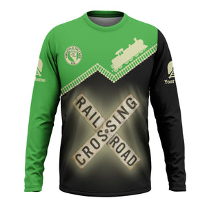 Railspirit Personalized Virginia & Truckee Railroad Long Sleeve Shirt Railroad Crossing Printed Train Track Shirt