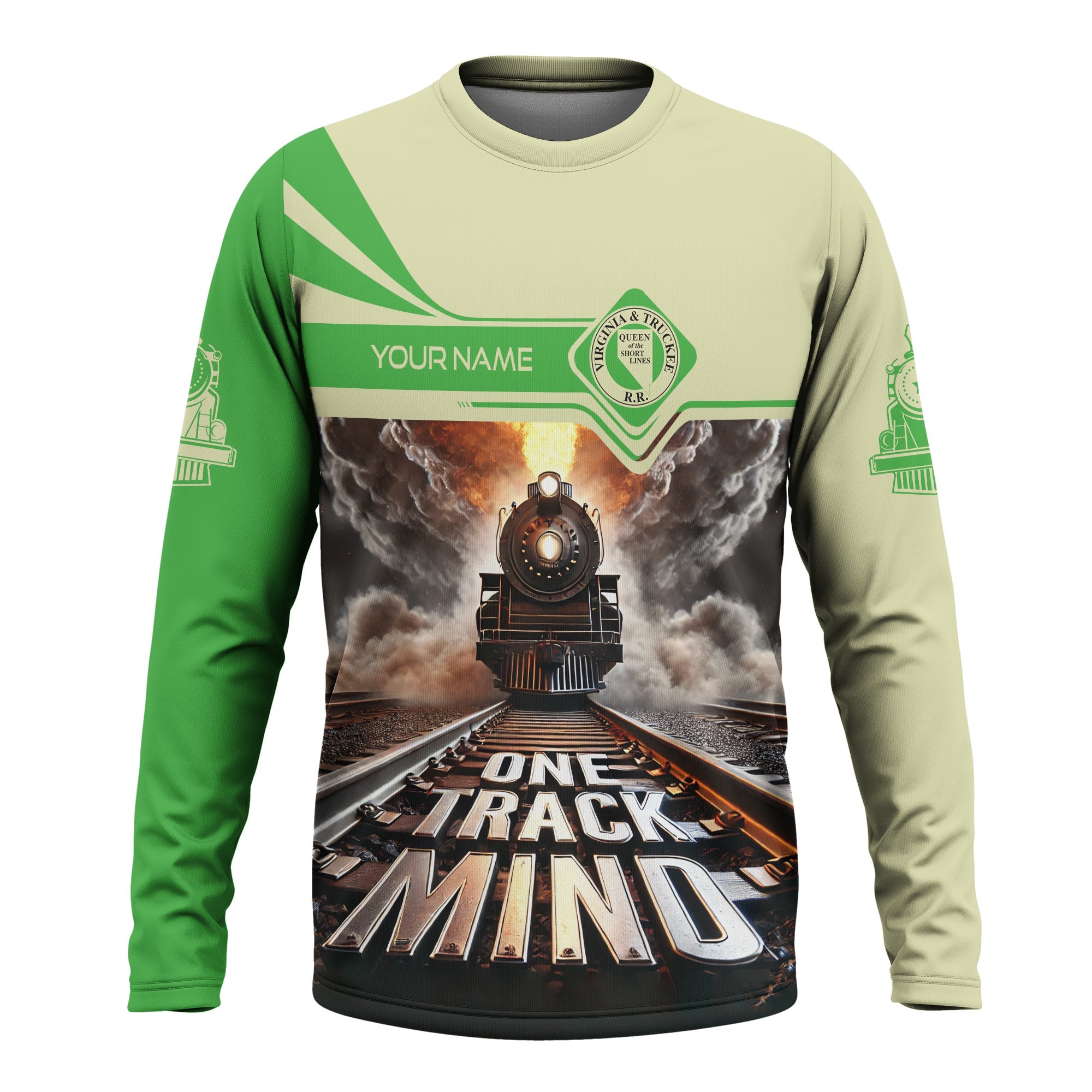 Railspirit Personalized Virginia & Truckee Railroad Long Sleeve Shirt One Track Mind Train Printed Shirt