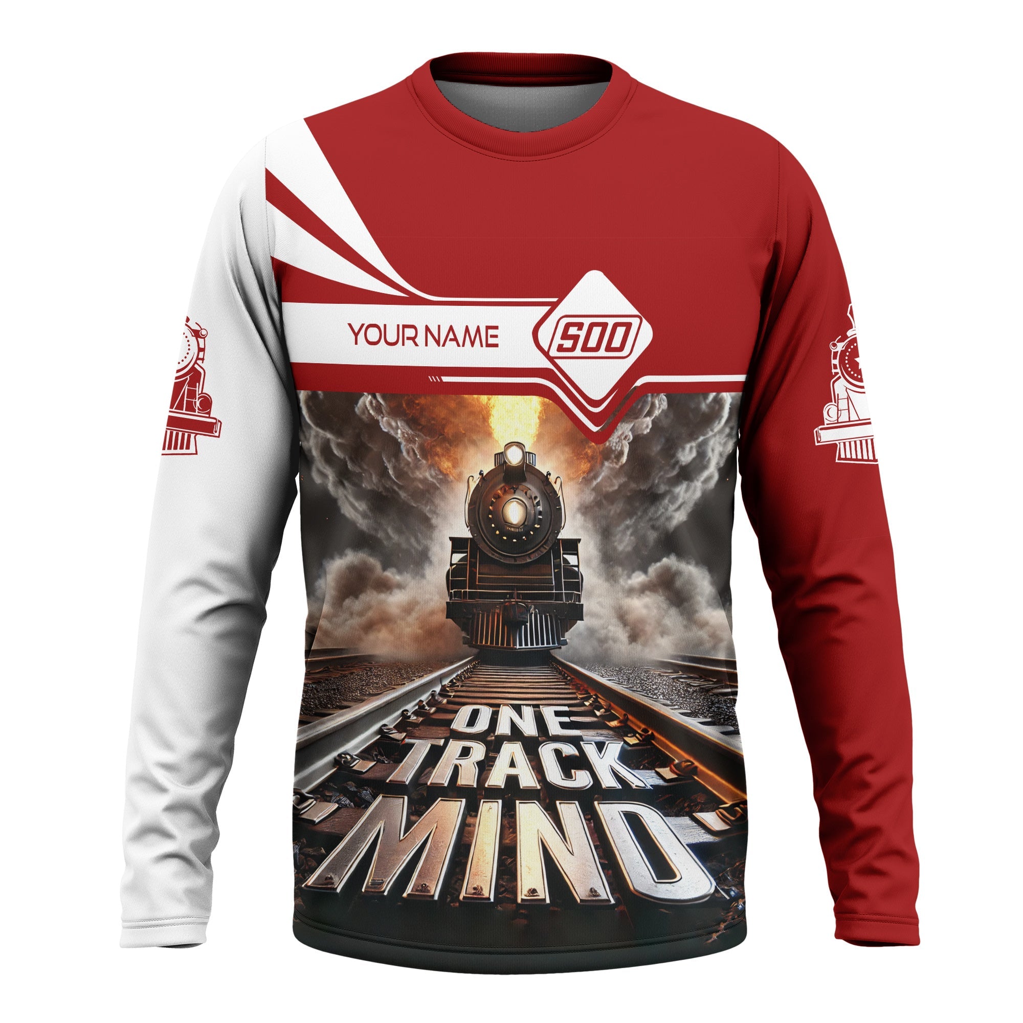 Railspirit Personalized Soo Line Railroad Long Sleeve Shirt One Track Mind Train Printed Shirt