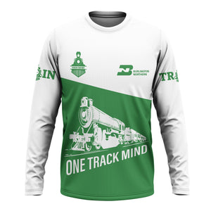 Railspirit Custom Name Burlington Northern Railroad Long Sleeve Shirt One Track Mind Printed Shirt