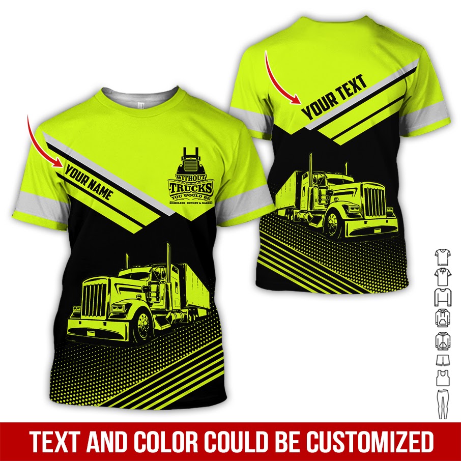 Customized Name Truck Driver Style Printed Clothes, Personalized Trucker Apparel