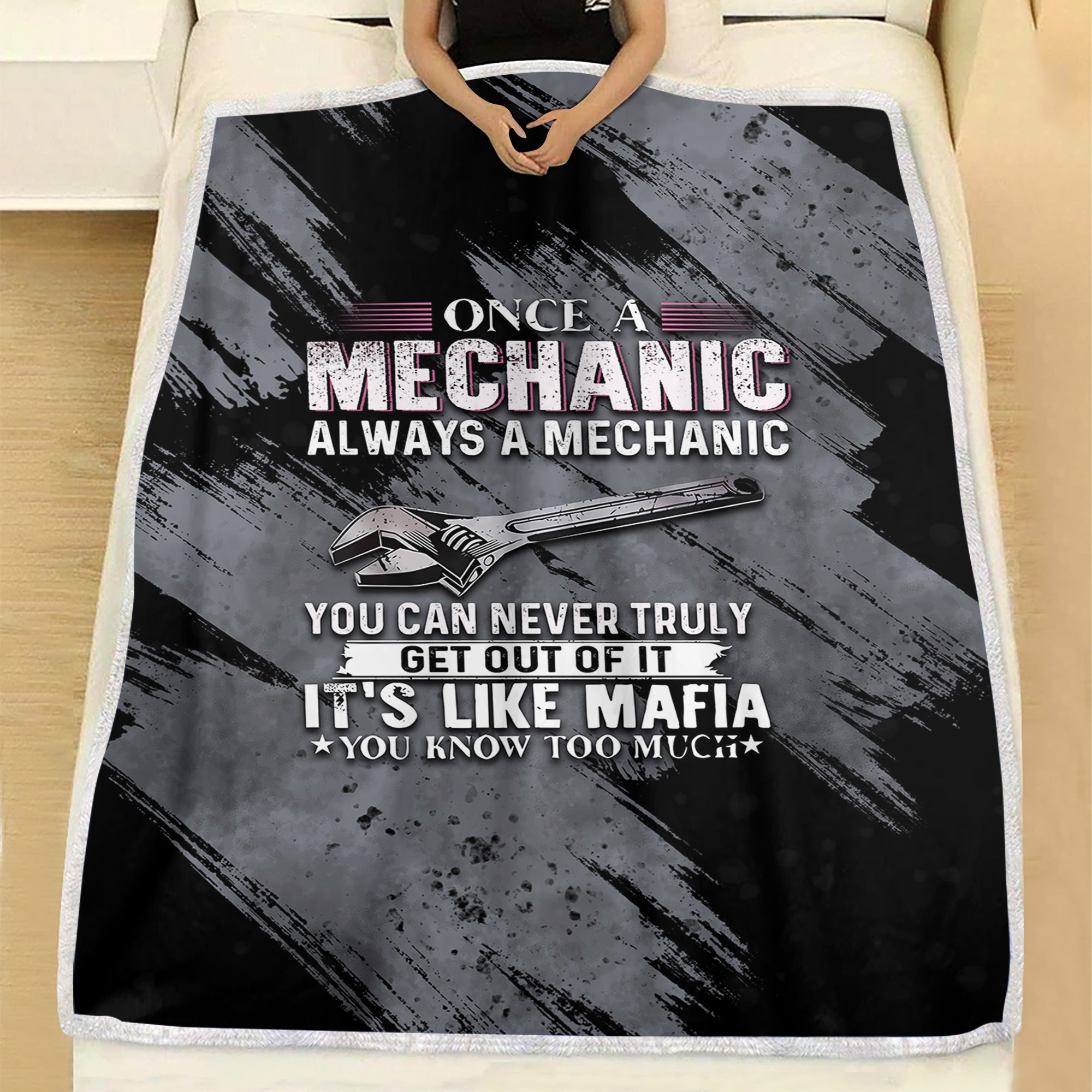 Once A Mechanic Always A Mechanic Blanket Funny Printed Vintage Mechanic Blanket Home Decor